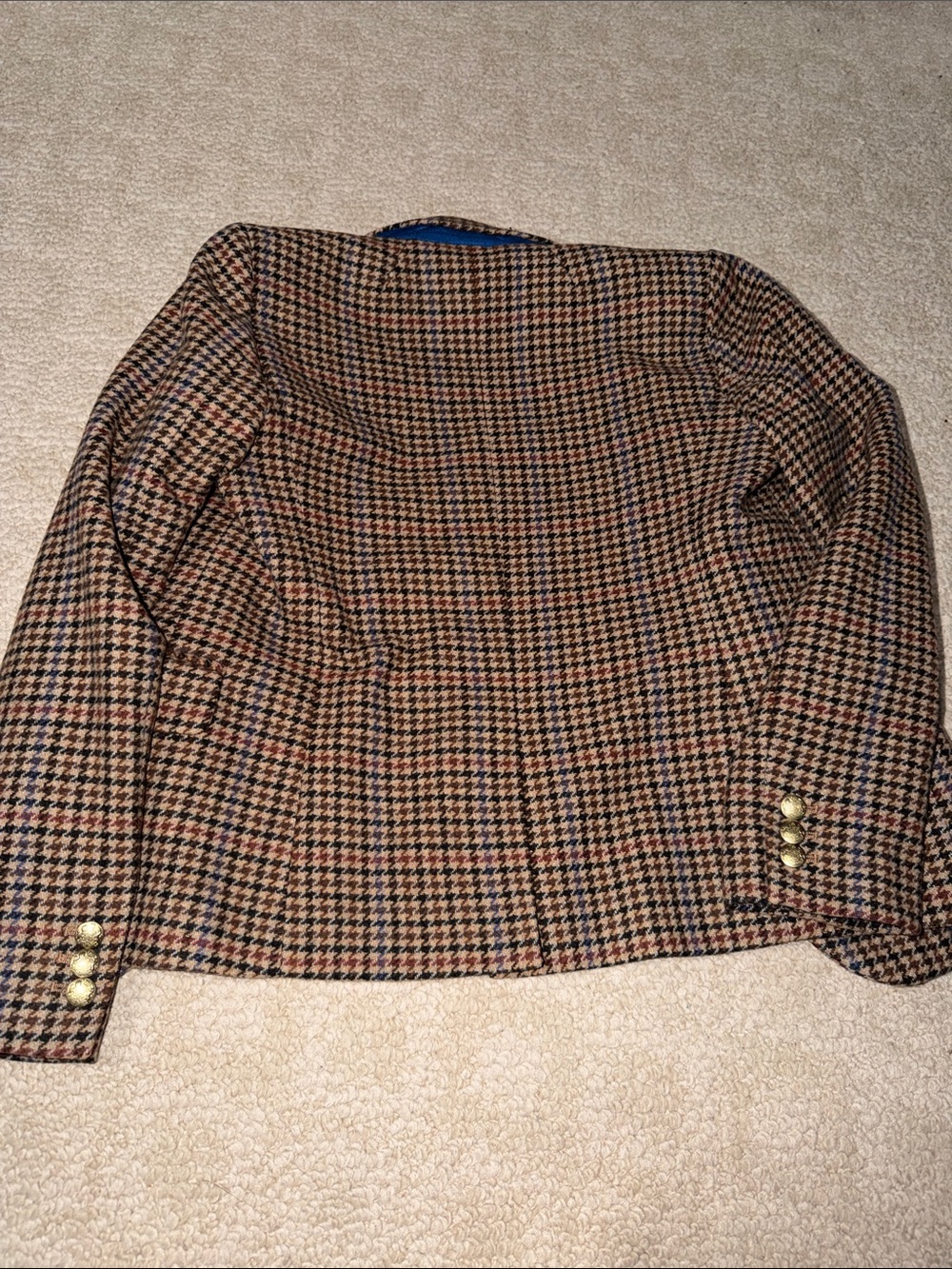 J. Crew Brown Houndstooth Wool Blazer with Subtle Navy & Rust Accents - Picture 4 of 4